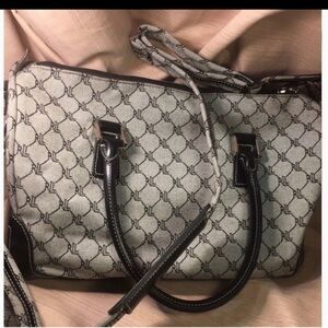 Ralph Lauren Black and Gray Patterned monogram carry on travel bag